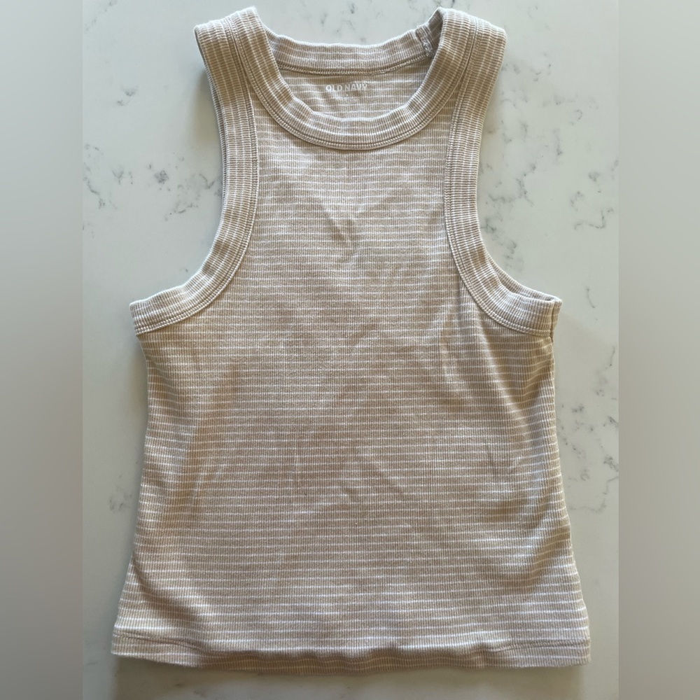 Old Navy Women's Striped Beige Tank Top